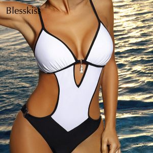 BLESSKISS Sexy Trikini Women One Piece Swimsuit latest Cut Out Leopard Swimwear Onepiece Swimming Suit For Ladies Bathing Suits