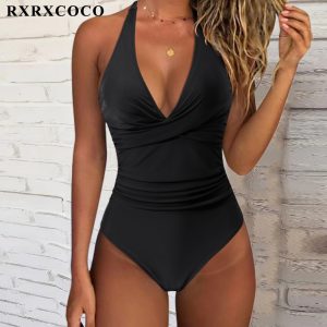 RXRXCOCO Swimsuit Woman latest One Piece Swimsuit Swimwear For Women Solid Push Up Women‘s Bathing Suit Beachwear Female Bodysuit
